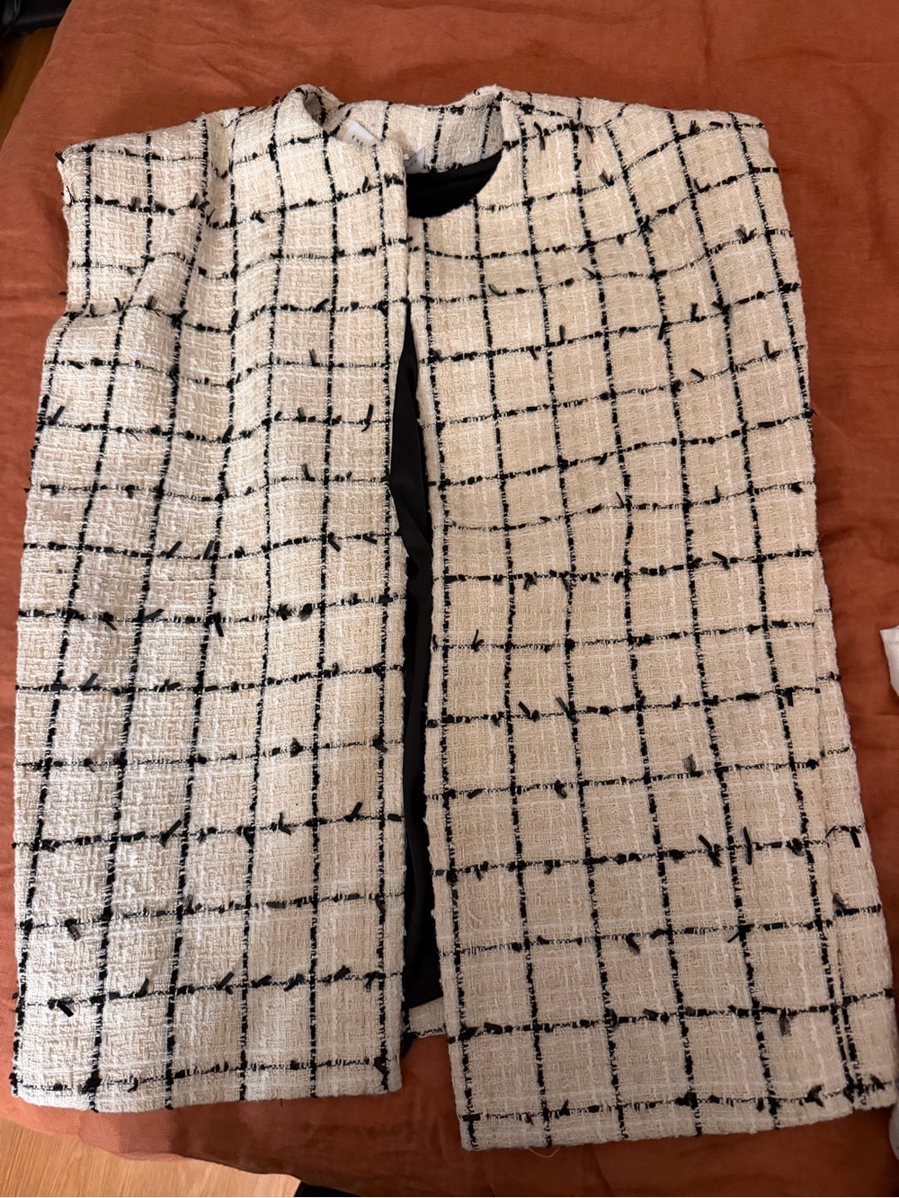 English Factory | Cream & Black Windowpane Tweed Vest